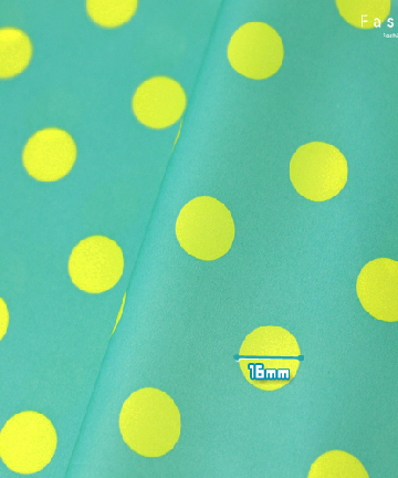 34-051 비옷용 PU코팅 하이포라 B.레귤러 물방울 (16mm)_민트&옐로우