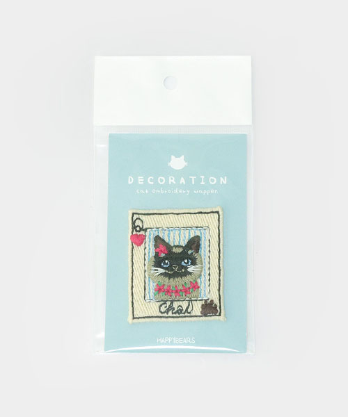 63-374 고양이 카드 프레임 봉제식 와펜_플라워