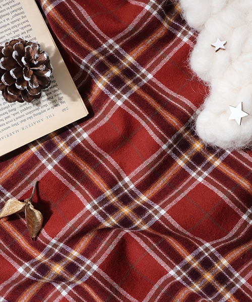 71-070 소프트 코튼 피치기모 체크 윈터클래식_브릭레드