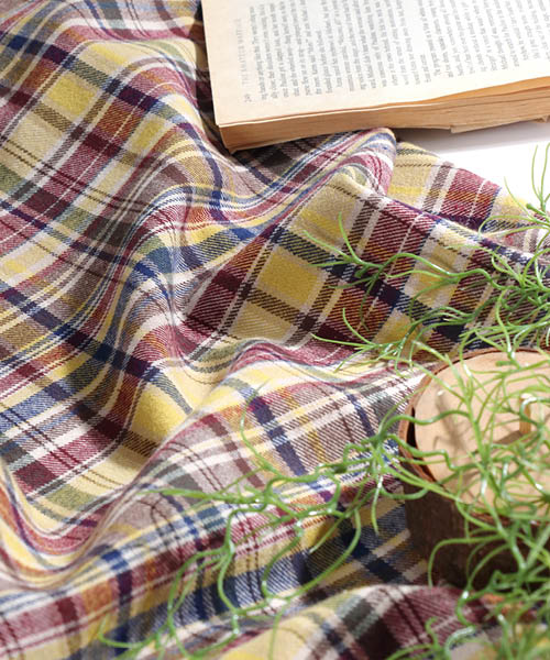 71-067 소프트 코튼 피치기모 체크 피크닉런치_머스타드