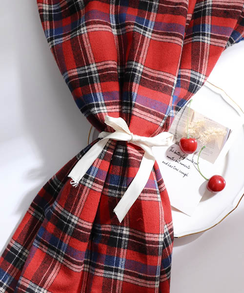 71-068 소프트 코튼 피치기모 체크 하이랜드_레드