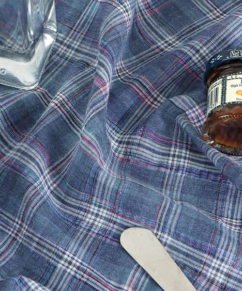 71-125 선염 코튼 혼방 헤리티지체크 문리버_인디블루