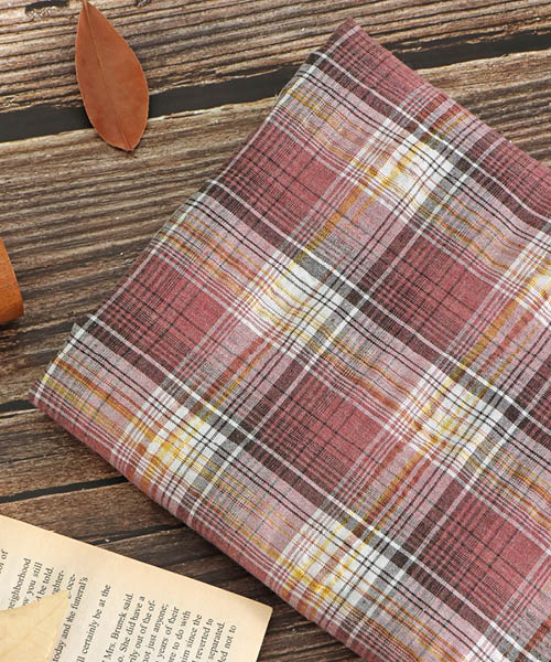 71-126 선염 코튼 혼방 헤리티지체크 메이플_브릭레드