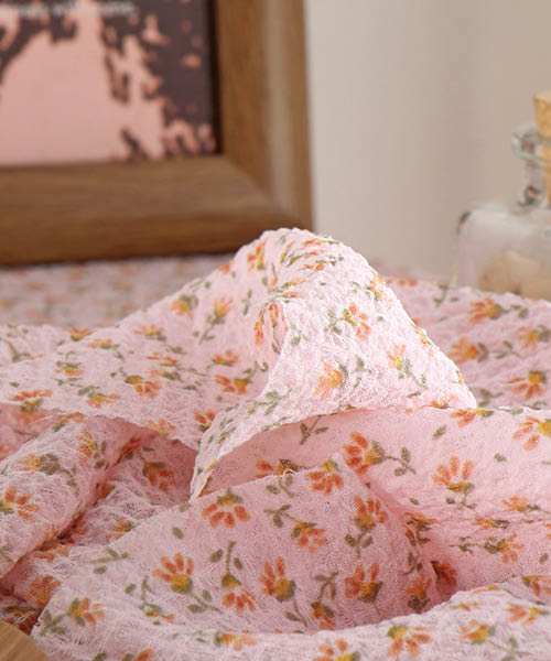 72-284 내추럴 입체 링클 엠보 플라워 원단 피치블룸_핑크