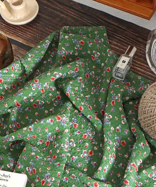 72-285 내추럴 입체 링클 엠보 플라워 원단 루비가든_그린