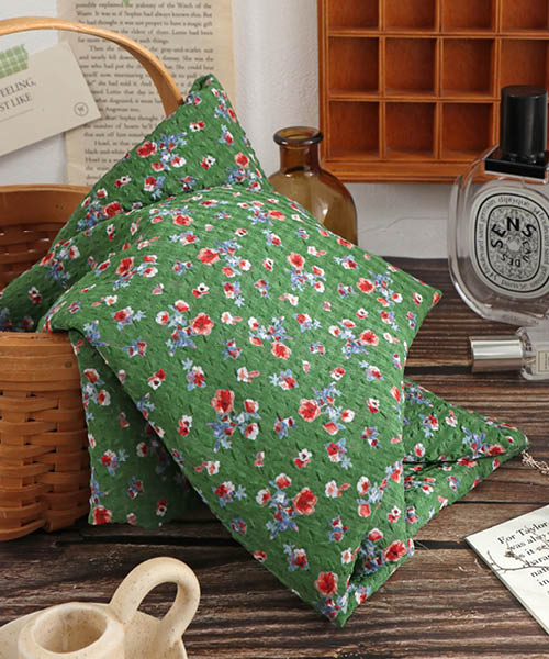 72-285 내추럴 입체 링클 엠보 플라워 원단 루비가든_그린