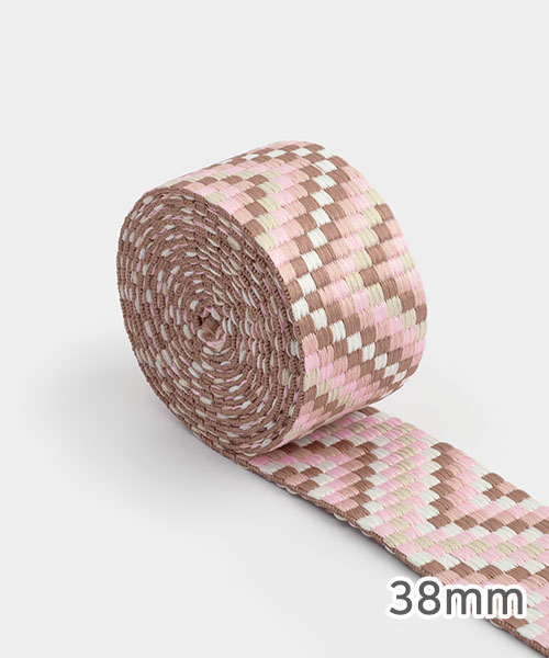 71-796 지그재그 픽셀아트 가방끈 38mm_핑크&브라운