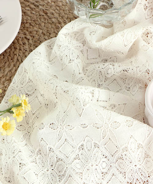 72-377 소프트 플라워 라셀레이스 원단 그레이스_내추럴아이보리(1/2EA)