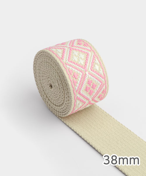 72-884 마름모 가방끈 38mm_핑크&화이트