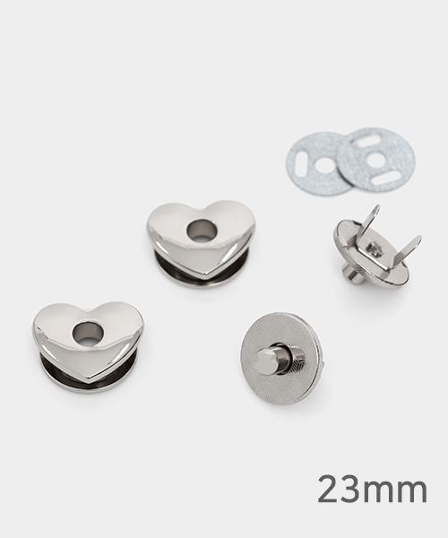 83-754 하트 자석 단추 23mm_실버