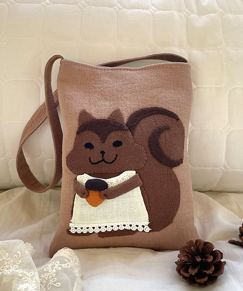 [완제품]코하스아이디 다람쥐 아플리케 토트백_237