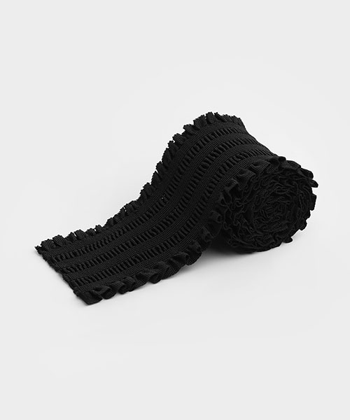 29-333 로맨틱 플리츠 벨트고무줄 70mm_블랙
