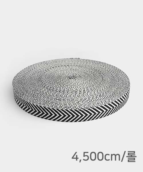 67-524 [1롤] 코튼린넨 헤링본 가방끈 40mm_블랙