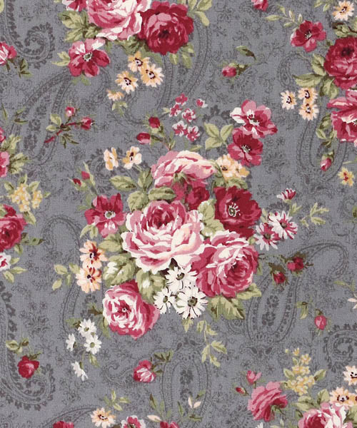 77-870 퀼트게이트 코튼 쉬팅 앤틱 로즈 페이즐리_차콜