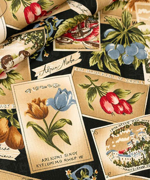 30-455 유와 코튼셔팅 플라워 포스트카드_블랙