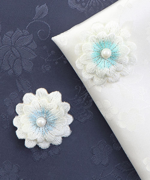 76-164 꽃진주 입체 한복 자수장식_민트&스카이