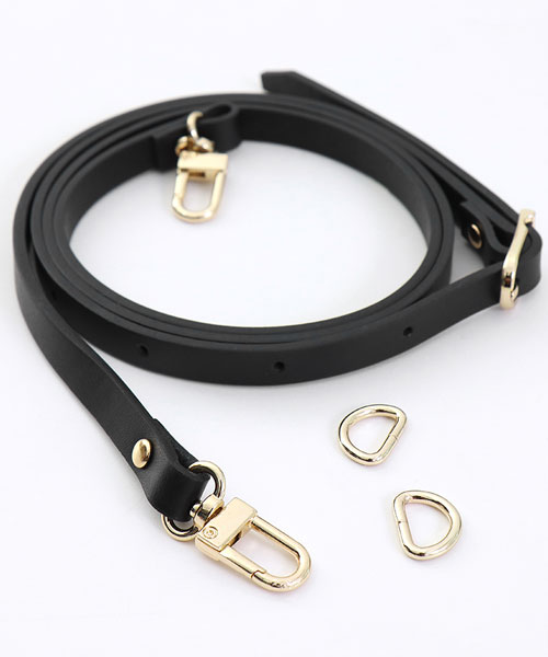 70-658 슬림 골드 가죽 크로스백 가방스트랩 10mm_블랙