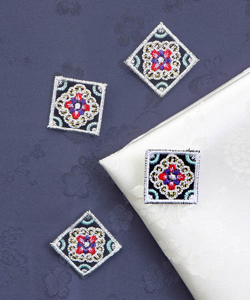 60-876 한복 4각 자수장식_네이비