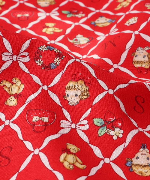 33-960 퀼트게이트 코튼 셔팅 마가렛&소피 리본 노스탤지어_레드