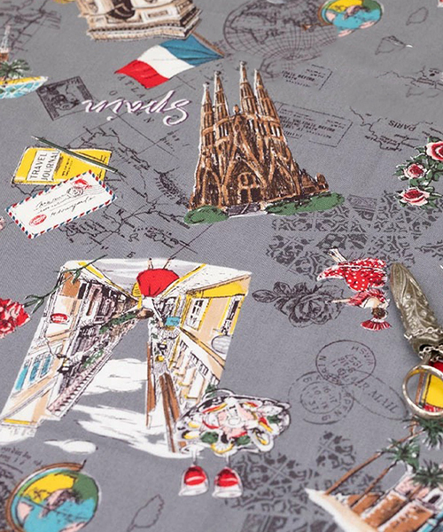 30-090 유와 코튼 셔팅 요코오카모토 메모리스 오브 더 트립_그레이