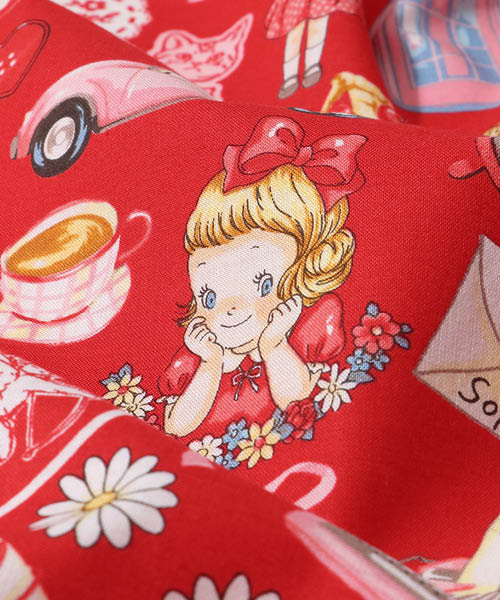 33-965 퀼트게이트 코튼 셔팅 마가렛&소피 해피 걸즈_레드