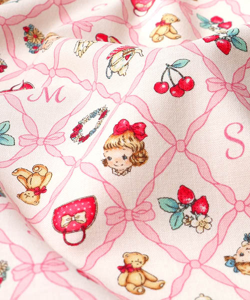 33-955 퀼트게이트 코튼 셔팅 마가렛&소피 리본 노스탤지어_화이트X핑크