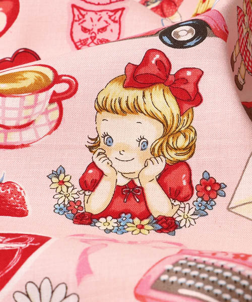 33-962 퀼트게이트 코튼 셔팅 마가렛&소피 해피 걸즈_핑크