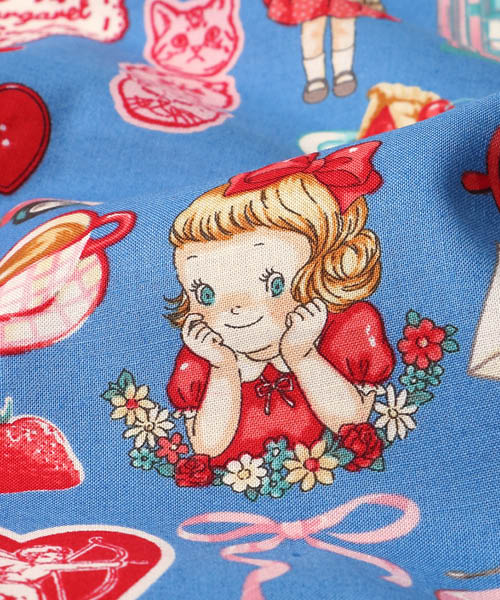 33-964 퀼트게이트 코튼 셔팅 마가렛&소피 해피 걸즈_블루