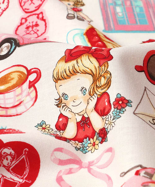 33-961 퀼트게이트 코튼 셔팅 마가렛&소피 해피 걸즈_화이트