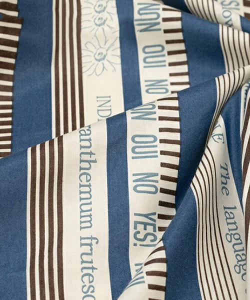 30-101 유와 코튼셔팅 스즈코코세키 타이포 스트라이프_블루X브라운