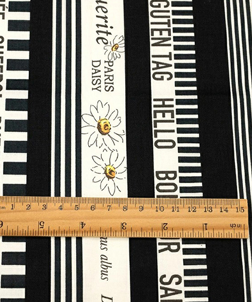 30-102 유와 코튼셔팅 스즈코코세키 타이포 스트라이프_블랙