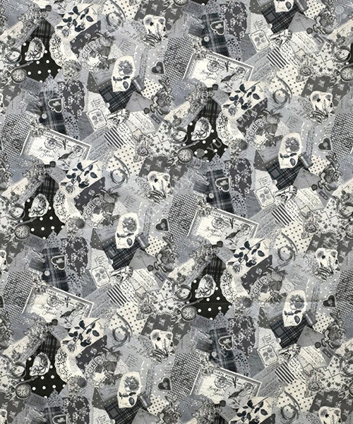 30-095 유와 코튼 셔팅 요코오카모토 로즈 앤 래빗_블랙