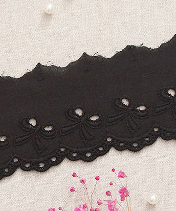 86-415 [90cm] 비올라 리본 면자수레이스_블랙 140