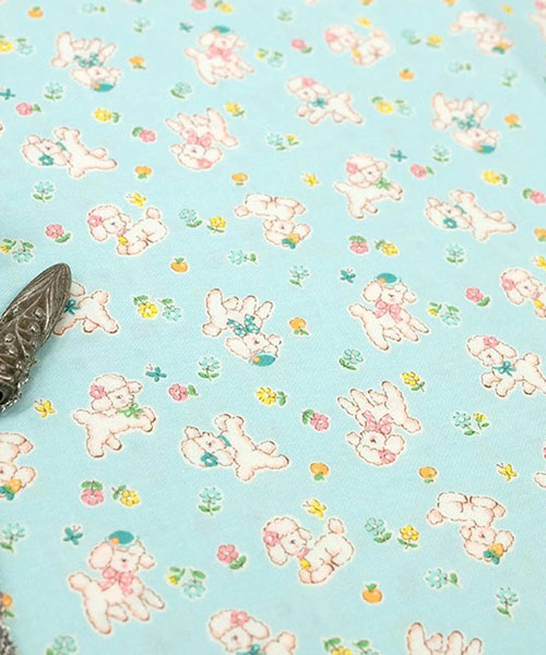 74-162 유와 코튼셔팅 마츠야마 아츠코 퍼피 플라워_스카이