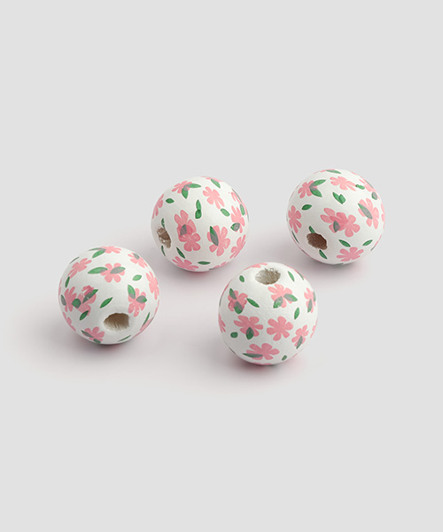 71-773 핑크 꽃 나무구슬 16mm