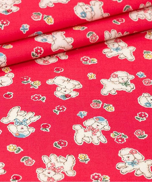 74-164 유와 코튼셔팅 마츠야마 아츠코 퍼피 플라워_레드