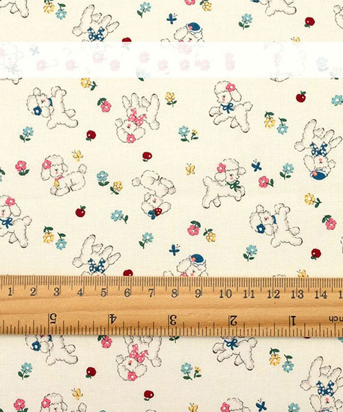 74-160 유와 코튼셔팅 마츠야마 아츠코 퍼피 플라워_크림