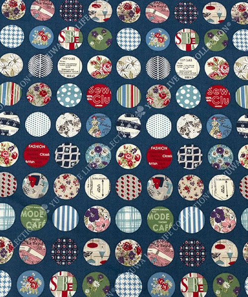 30-178 유와 코튼셔팅 스즈코코세키 써클 패치워크_네이비