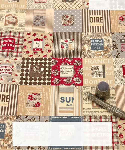 30-173 유와 코튼셔팅 스즈코코세키 레트로 패치워크 블록_브라운