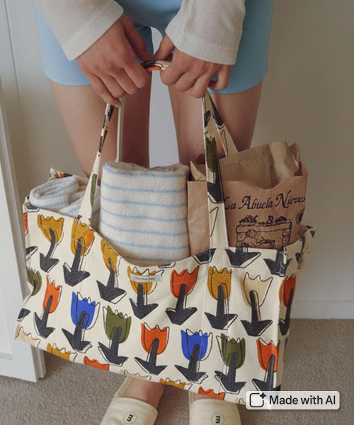 30-635 고바야시 코튼린넨 드로잉튤립_아이보리