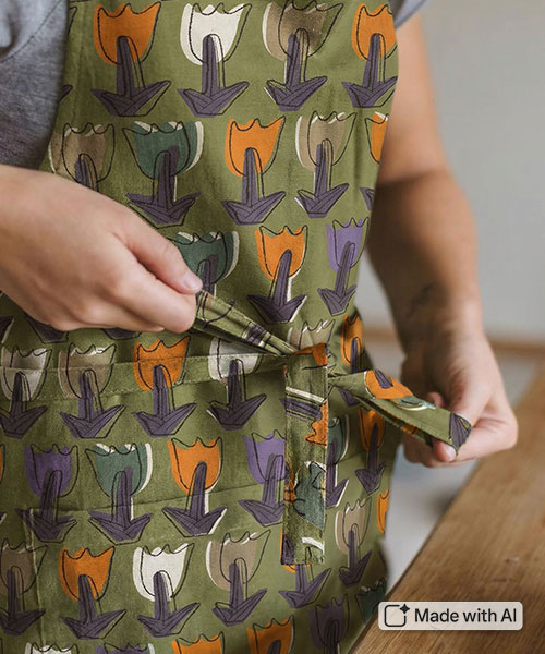 30-633 고바야시 코튼린넨 드로잉튤립_카키