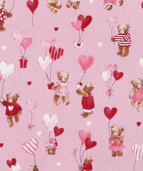 77-217 코스모 코튼 쉬팅 테디 러브레터_핑크