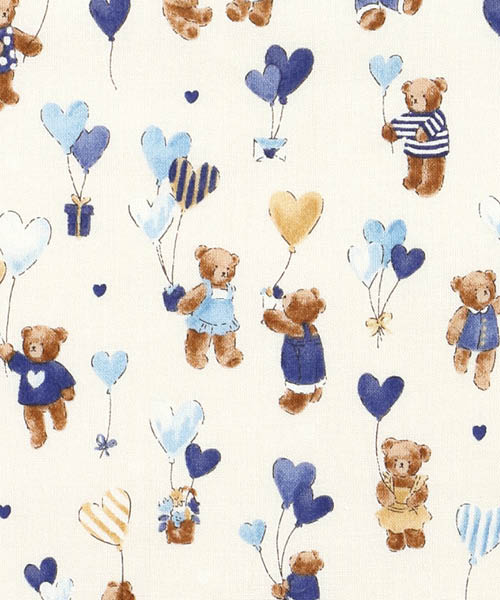 77-218 코스모 코튼 쉬팅 테디 러브레터_아이보리x블루