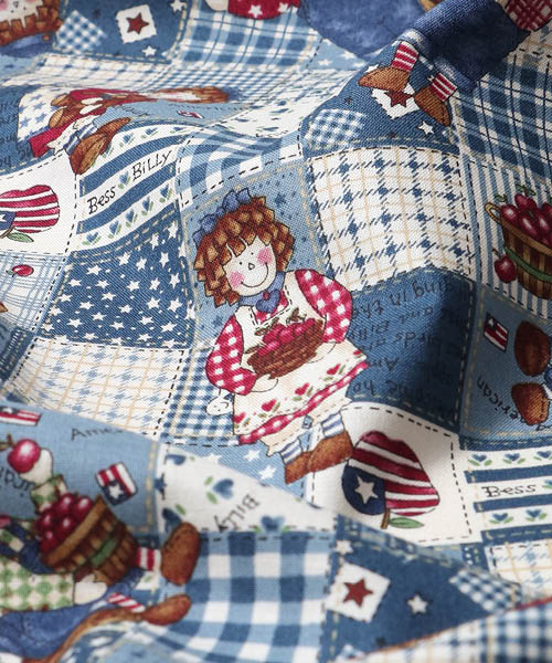 33-233 퀼트게이트 코튼 셔팅 베스 앤 빌리 컨트리 패치워크_블루