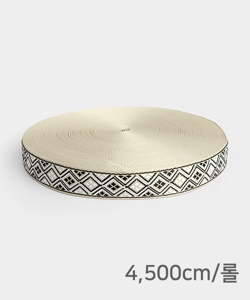 72-885 [1롤] 마름모 가방끈 38mm_블랙&화이트