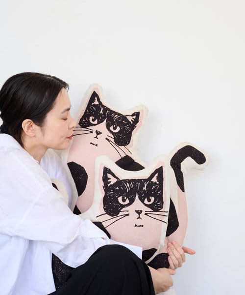 70-900 코카 코튼린넨 캔버스 네코노에 투캣 커트지(110x62cm)_핑크